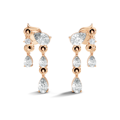 10k Solid White Gold Pear & Round Shape Diamond Earring Vintage Pear Drop Jewelry For Women - HIGHCARAT DIAMONDS