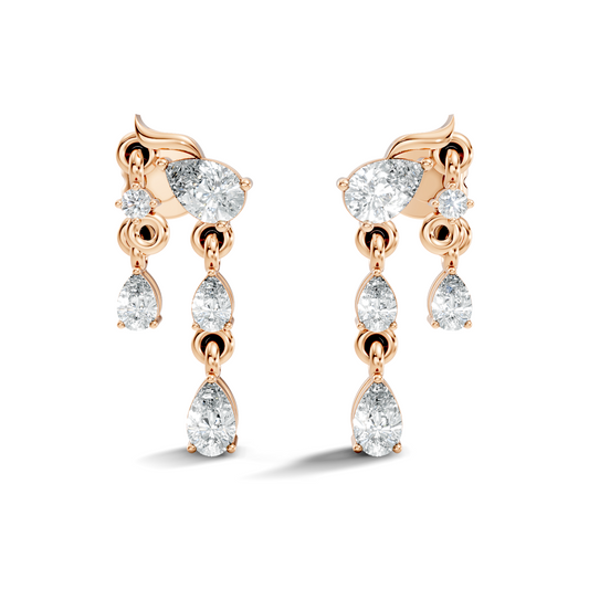 10k Solid White Gold Pear & Round Shape Diamond Earring Vintage Pear Drop Jewelry For Women - HIGHCARAT DIAMONDS