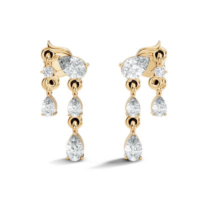10k Solid White Gold Pear & Round Shape Diamond Earring Vintage Pear Drop Jewelry For Women - HIGHCARAT DIAMONDS