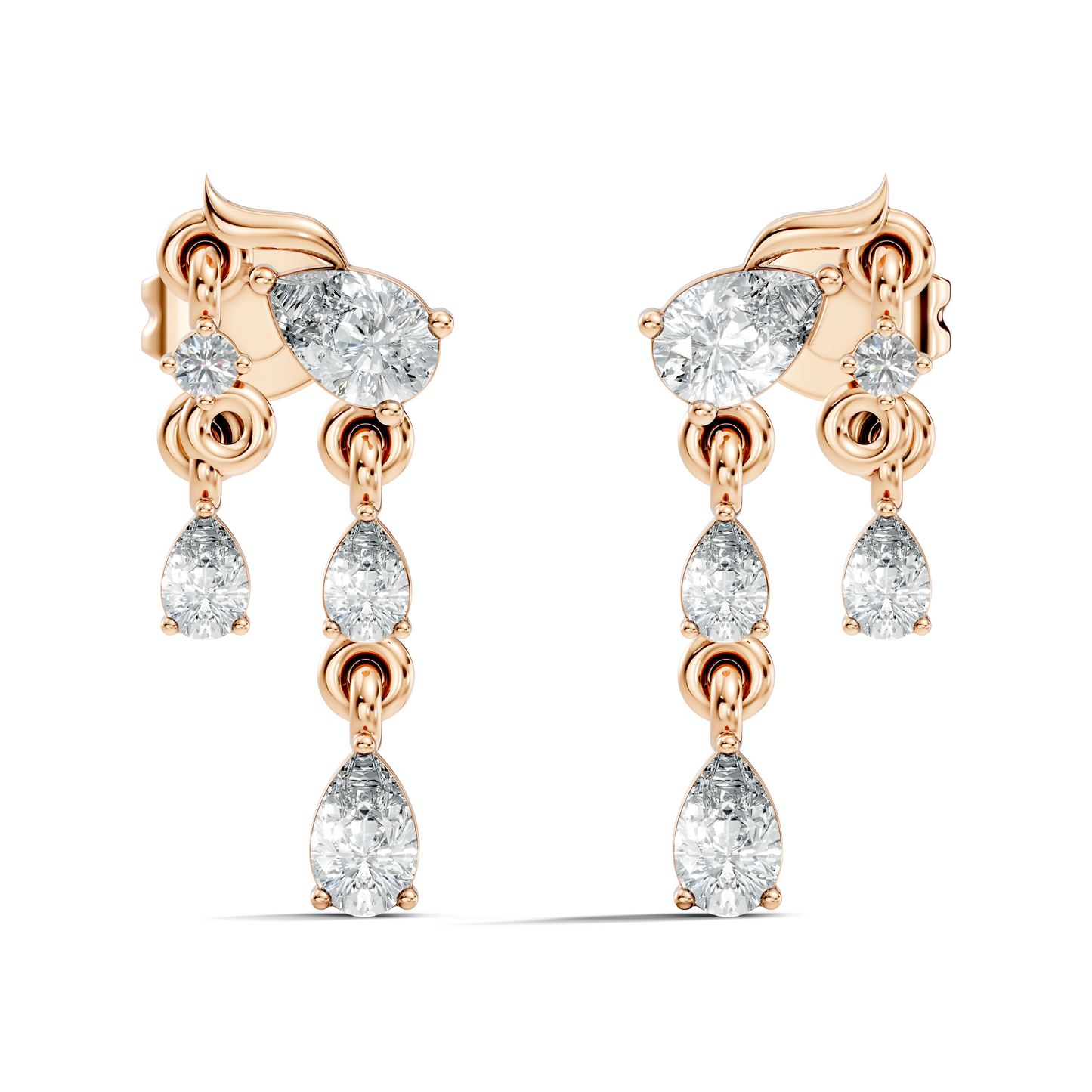 10k Solid White Gold Pear & Round Shape Diamond Earring Vintage Pear Drop Jewelry For Women - HIGHCARAT DIAMONDS