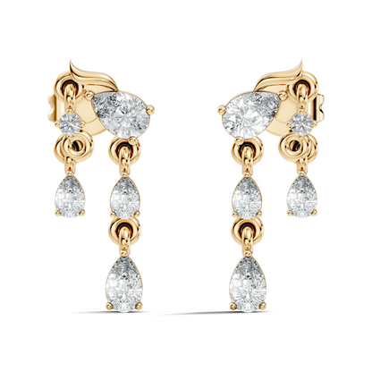 10k Solid White Gold Pear & Round Shape Diamond Earring Vintage Pear Drop Jewelry For Women - HIGHCARAT DIAMONDS