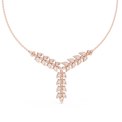 14.70 Ct 10k Solid White Gold Pear & Round Natural Diamond Graduation Necklace Fantastic Gift For her - HIGHCARAT DIAMONDS