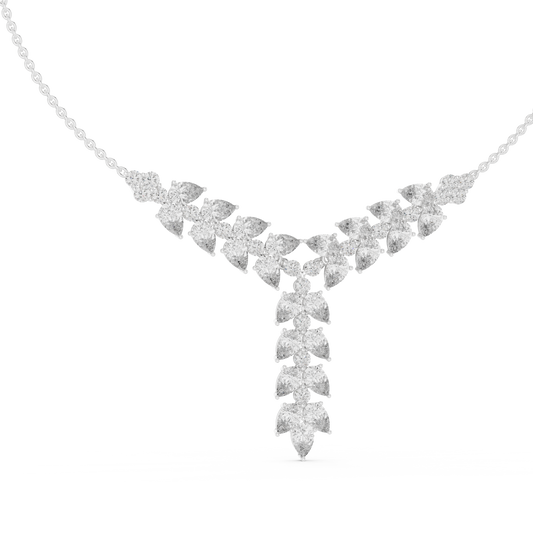 14.70 Ct 10k Solid White Gold Pear & Round Natural Diamond Graduation Necklace Fantastic Gift For her - HIGHCARAT DIAMONDS