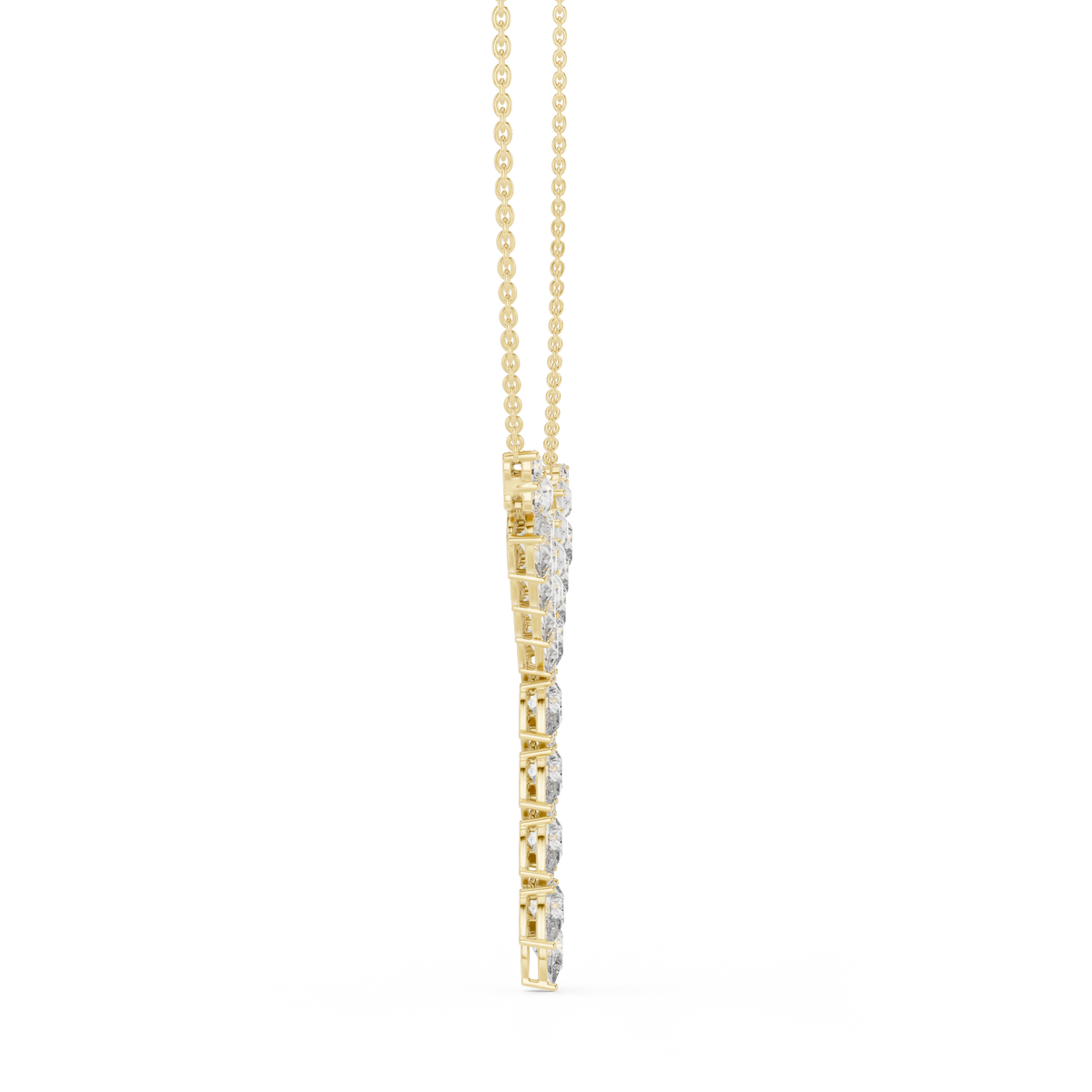 14.70 Ct 10k Solid White Gold Pear & Round Natural Diamond Graduation Necklace Fantastic Gift For her - HIGHCARAT DIAMONDS