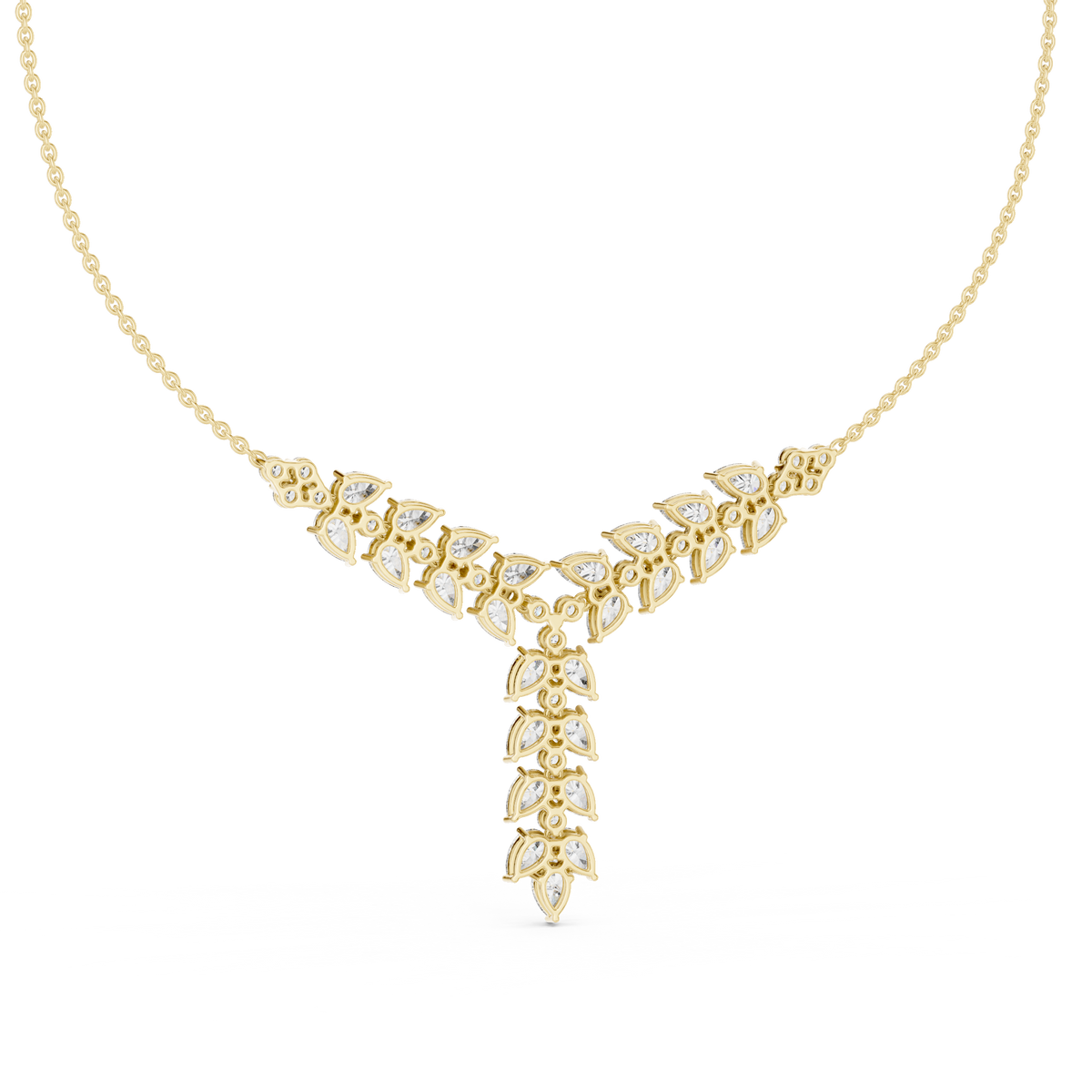 14.70 Ct 10k Solid White Gold Pear & Round Natural Diamond Graduation Necklace Fantastic Gift For her - HIGHCARAT DIAMONDS
