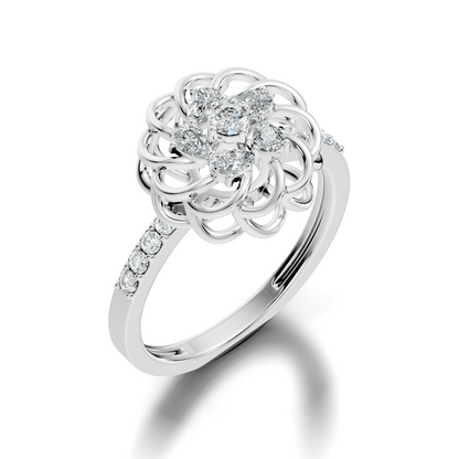 Vintage Pear and Round Cut Lab Grown & Natural Diamond Flower Shape Dainty Minimalist Wedding Ring For Her - HIGHCARAT DIAMONDS