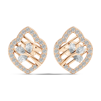 Elegant Pear Lab-Grown Diamond Stud Earrings Colorless Round Diamonds For Her - HIGHCARAT DIAMONDS
