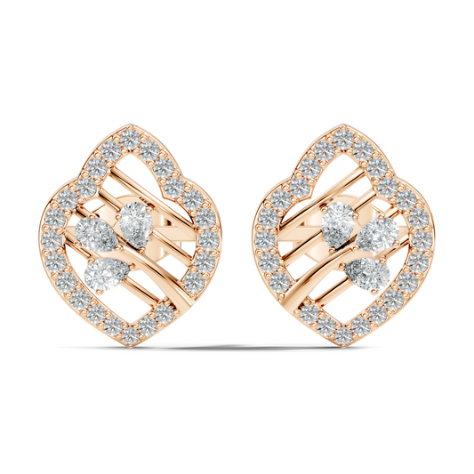 Elegant Pear Lab-Grown Diamond Stud Earrings Colorless Round Diamonds For Her - HIGHCARAT DIAMONDS