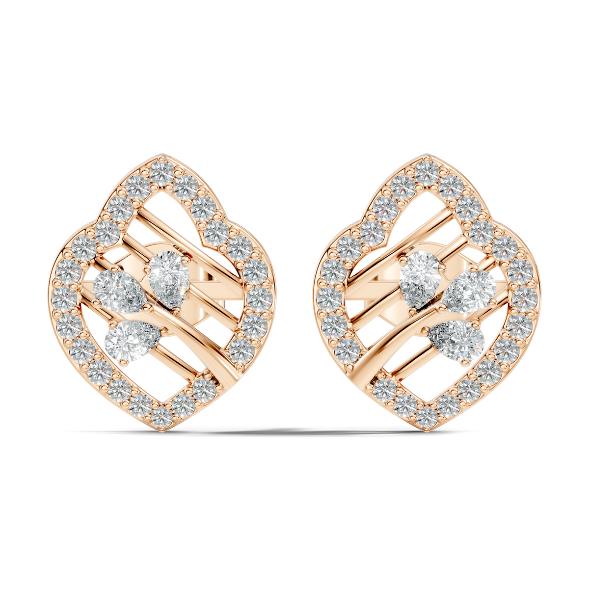 Elegant Pear Lab-Grown Diamond Stud Earrings Colorless Round Diamonds For Her - HIGHCARAT DIAMONDS