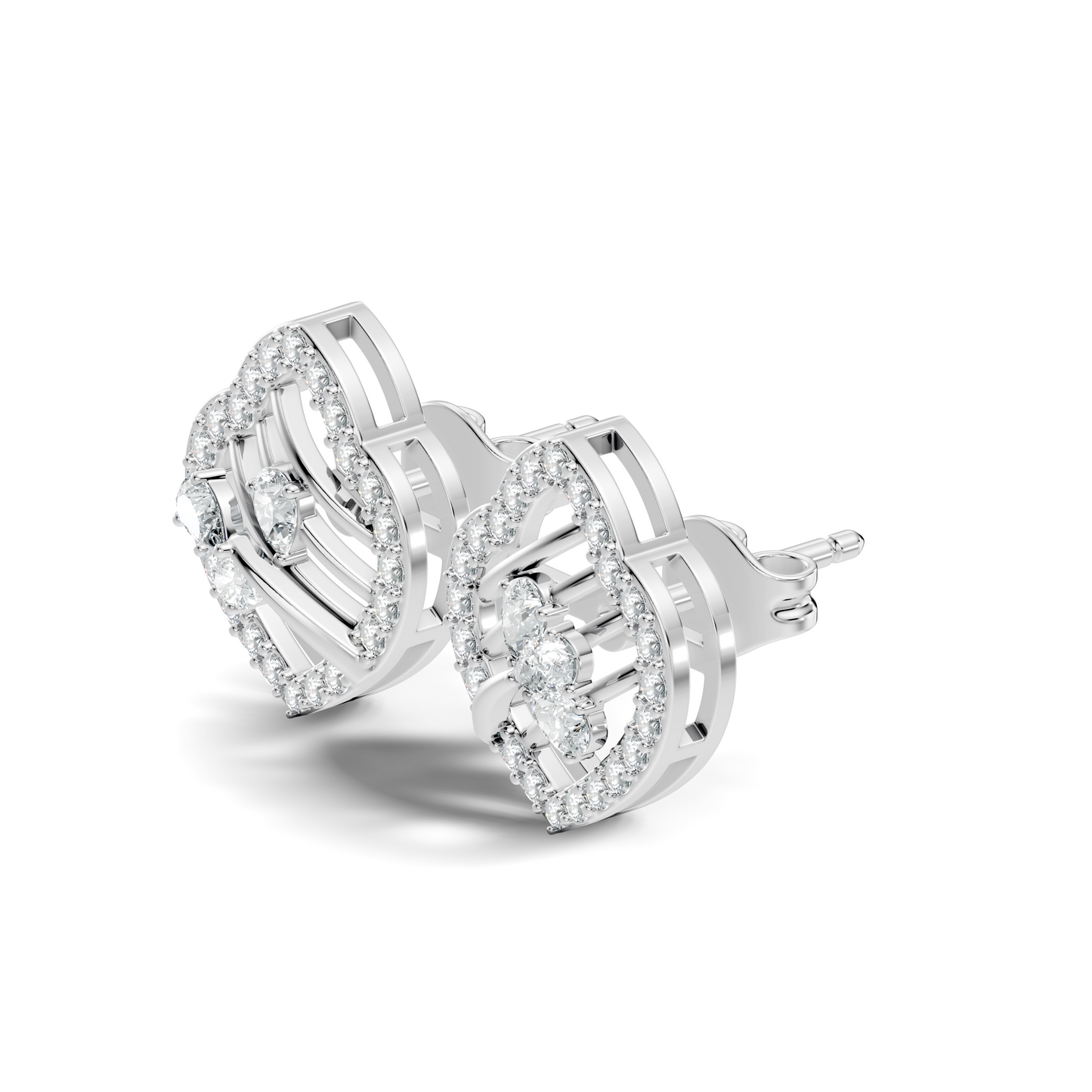 Elegant Pear Lab-Grown Diamond Stud Earrings Colorless Round Diamonds For Her - HIGHCARAT DIAMONDS