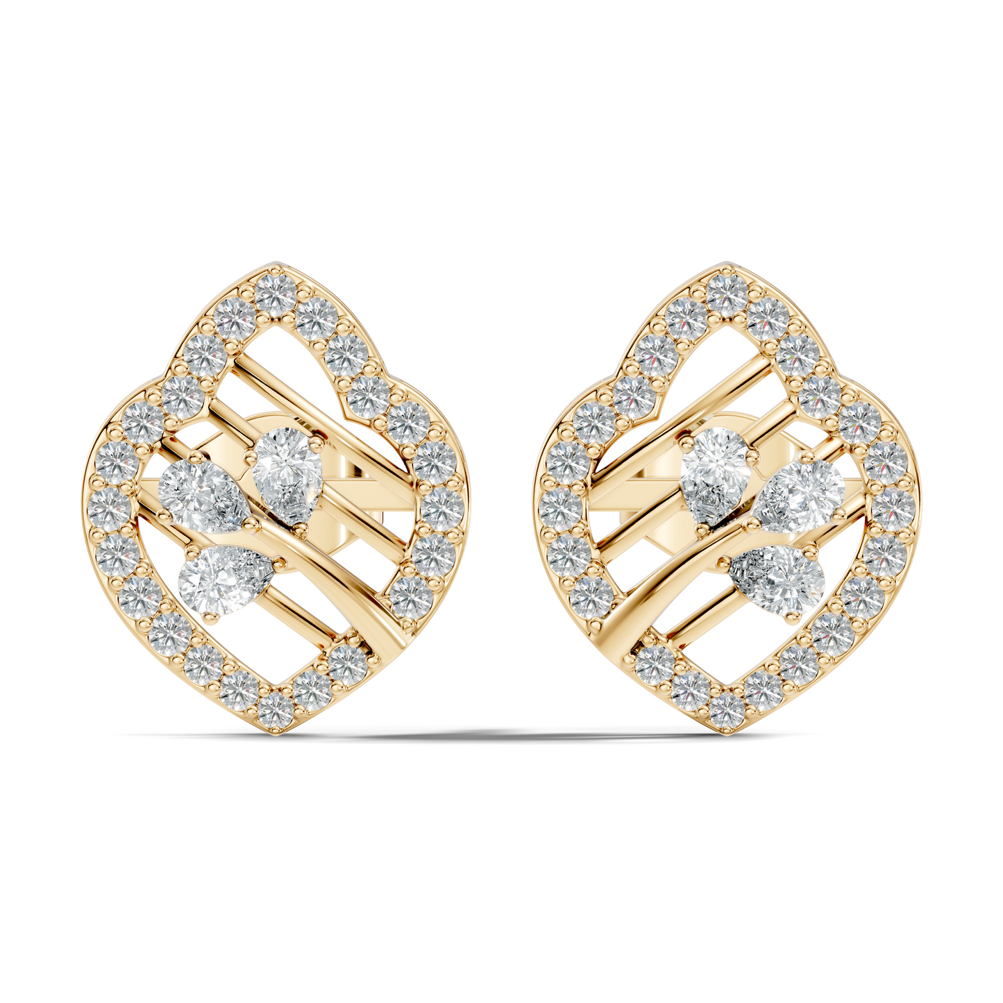 Elegant Pear Lab-Grown Diamond Stud Earrings Colorless Round Diamonds For Her - HIGHCARAT DIAMONDS