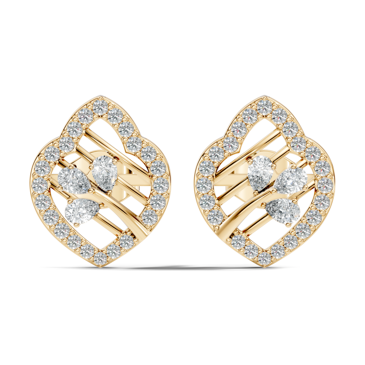 Elegant Pear Lab-Grown Diamond Stud Earrings Colorless Round Diamonds For Her - HIGHCARAT DIAMONDS