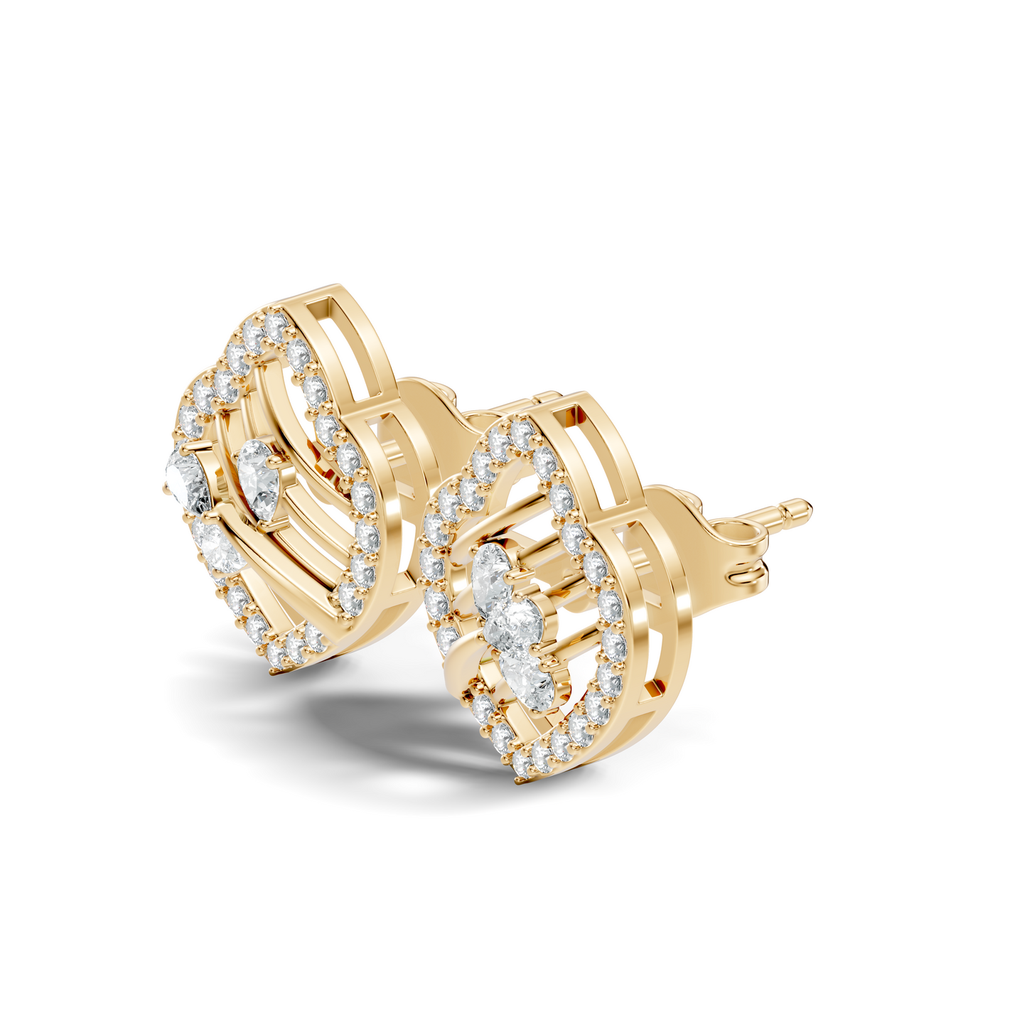 Elegant Pear Lab-Grown Diamond Stud Earrings Colorless Round Diamonds For Her - HIGHCARAT DIAMONDS
