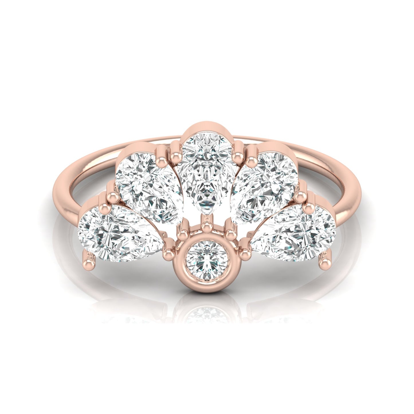 Pear and Round Shaped Diamond Cluster Ring in 14KT Gold Lab-Grown Timeless Style - HIGHCARAT DIAMONDS