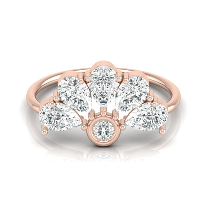 Pear and Round Shaped Diamond Cluster Ring in 14KT Gold Lab-Grown Timeless Style - HIGHCARAT DIAMONDS