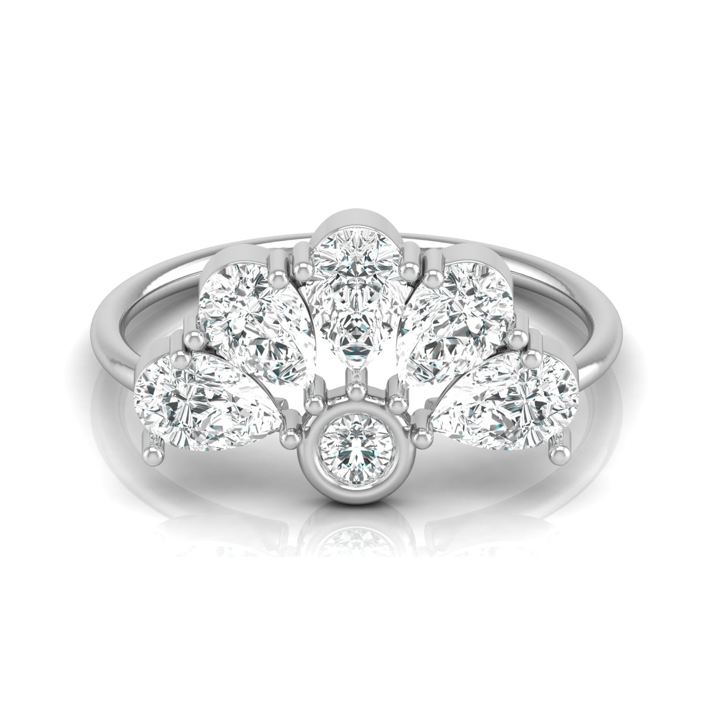 Pear and Round Shaped Diamond Cluster Ring in 14KT Gold Lab-Grown Timeless Style - HIGHCARAT DIAMONDS