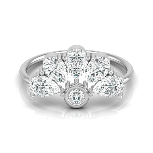 Pear and Round Shaped Diamond Cluster Ring in 14KT Gold Lab-Grown Timeless Style - HIGHCARAT DIAMONDS