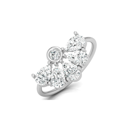 Pear and Round Shaped Diamond Cluster Ring in 14KT Gold Lab-Grown Timeless Style - HIGHCARAT DIAMONDS