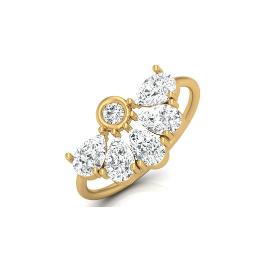 Pear and Round Shaped Diamond Cluster Ring in 14KT Gold Lab-Grown Timeless Style