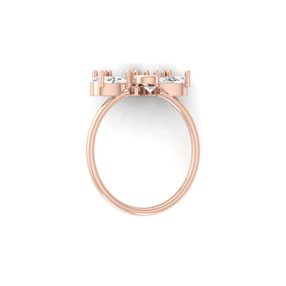 Pear and Round Shaped Diamond Cluster Ring in 14KT Gold Lab-Grown Timeless Style - HIGHCARAT DIAMONDS