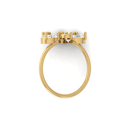 Pear and Round Shaped Diamond Cluster Ring in 14KT Gold Lab-Grown Timeless Style - HIGHCARAT DIAMONDS