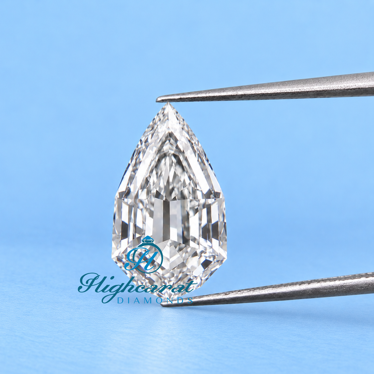 Close-Up of Antique Pear Cut Lab Grown Diamond
