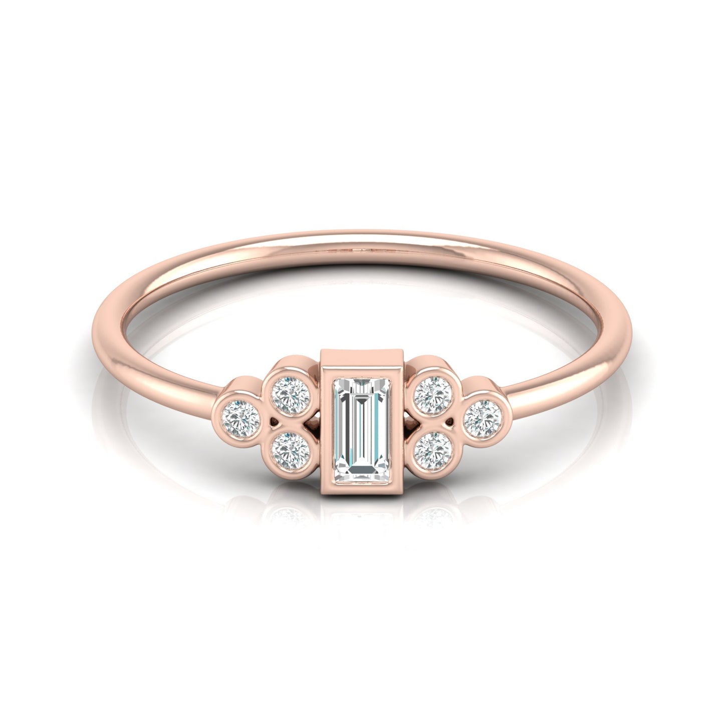 Perfect Baguette Diamond Ring Round Labgrown Durable And Elegant Ring For Her