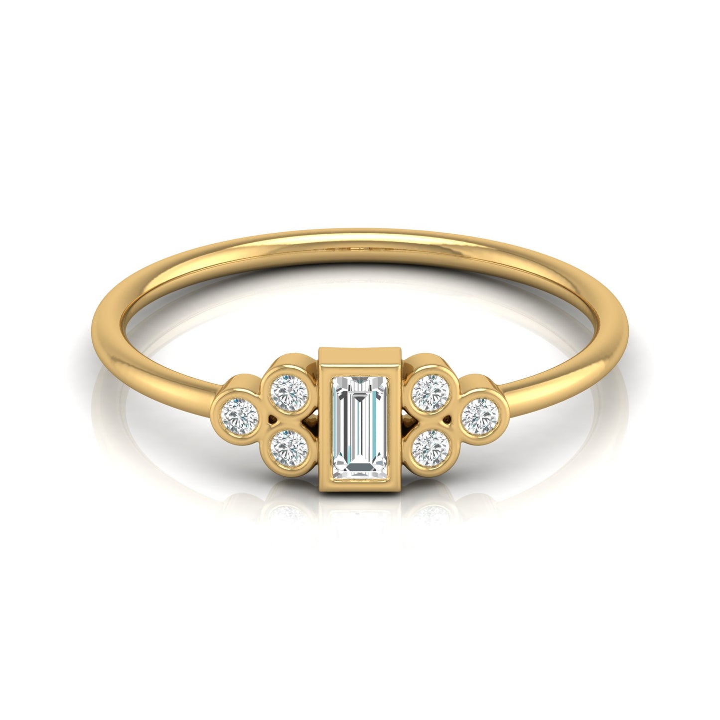 Perfect Baguette Diamond Ring Round Labgrown Durable And Elegant Ring For Her