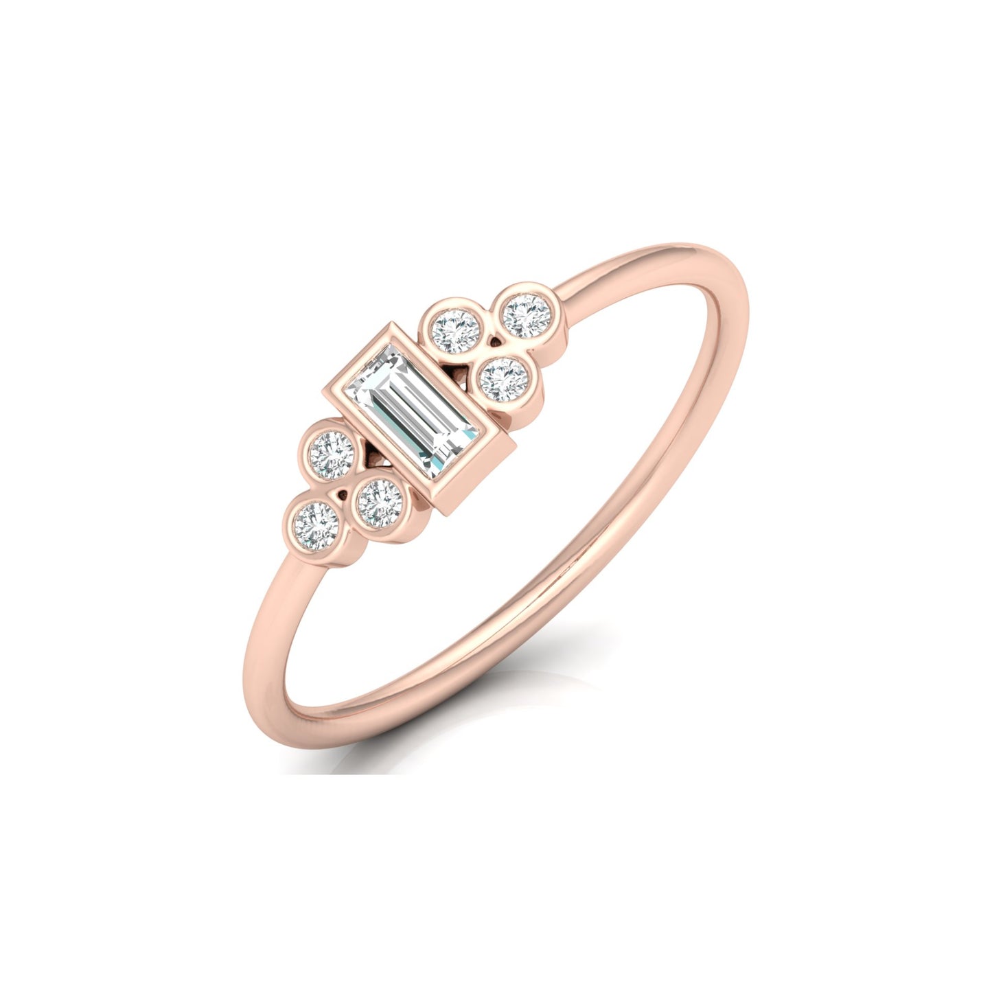 Perfect Baguette Diamond Ring Round Labgrown Durable And Elegant Ring For Her