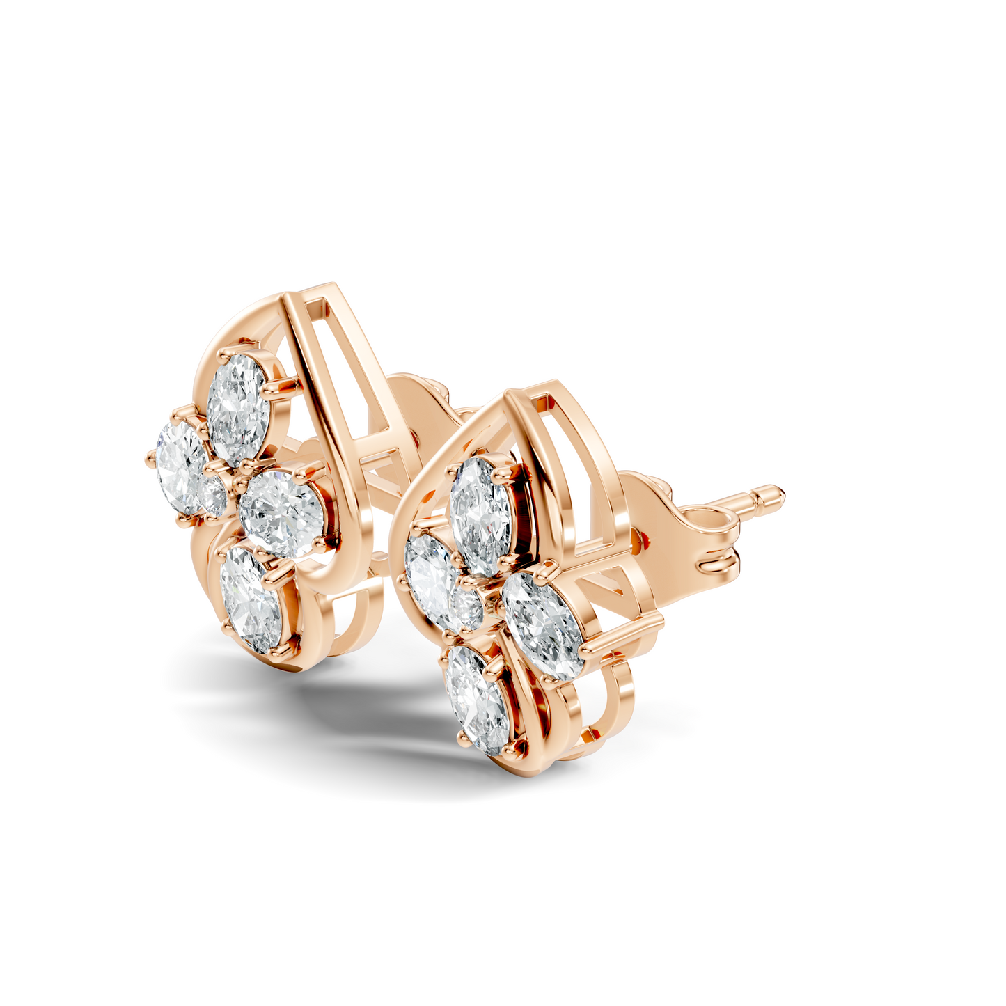 Classic Oval & Round Diamond Stud Earrings in 14K Solid Gold Perfect Anniversary Gift - HIGHCARAT DIAMONDS