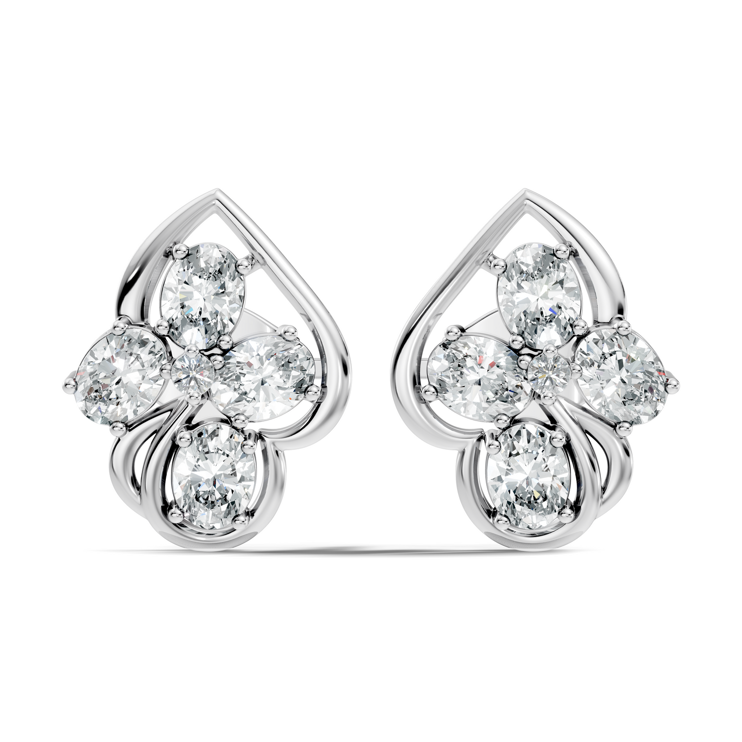 Classic Oval & Round Diamond Stud Earrings in 14K Solid Gold Perfect Anniversary Gift - HIGHCARAT DIAMONDS