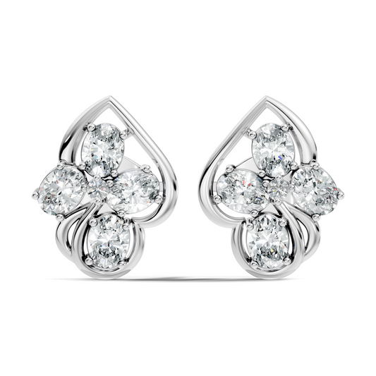 Classic Oval & Round Diamond Stud Earrings in 14K Solid Gold Perfect Anniversary Gift - HIGHCARAT DIAMONDS