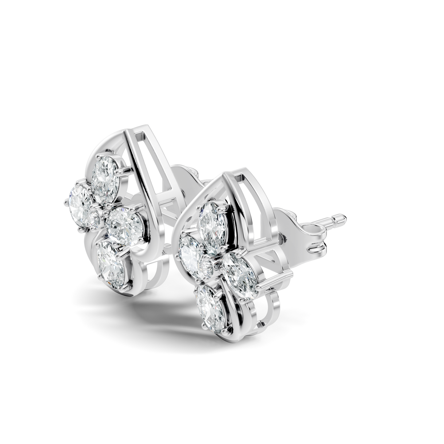 Classic Oval & Round Diamond Stud Earrings in 14K Solid Gold Perfect Anniversary Gift - HIGHCARAT DIAMONDS