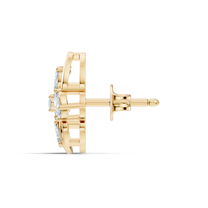 Classic Oval & Round Diamond Stud Earrings in 14K Solid Gold Perfect Anniversary Gift - HIGHCARAT DIAMONDS