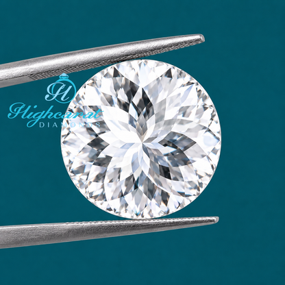 Lab grown Portuguese cut certified diamond top view with facets
