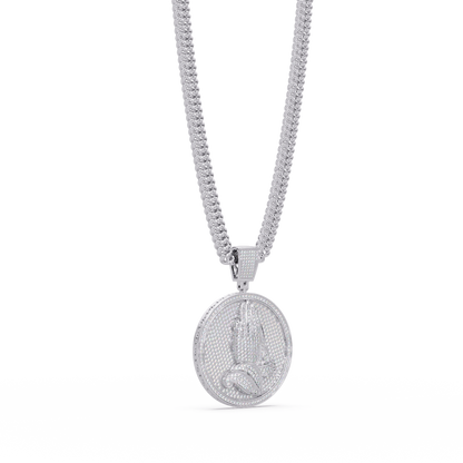 Praying Hands Lab Grown Diamond Medallion Pendant Necklace - HIGHCARAT DIAMONDS