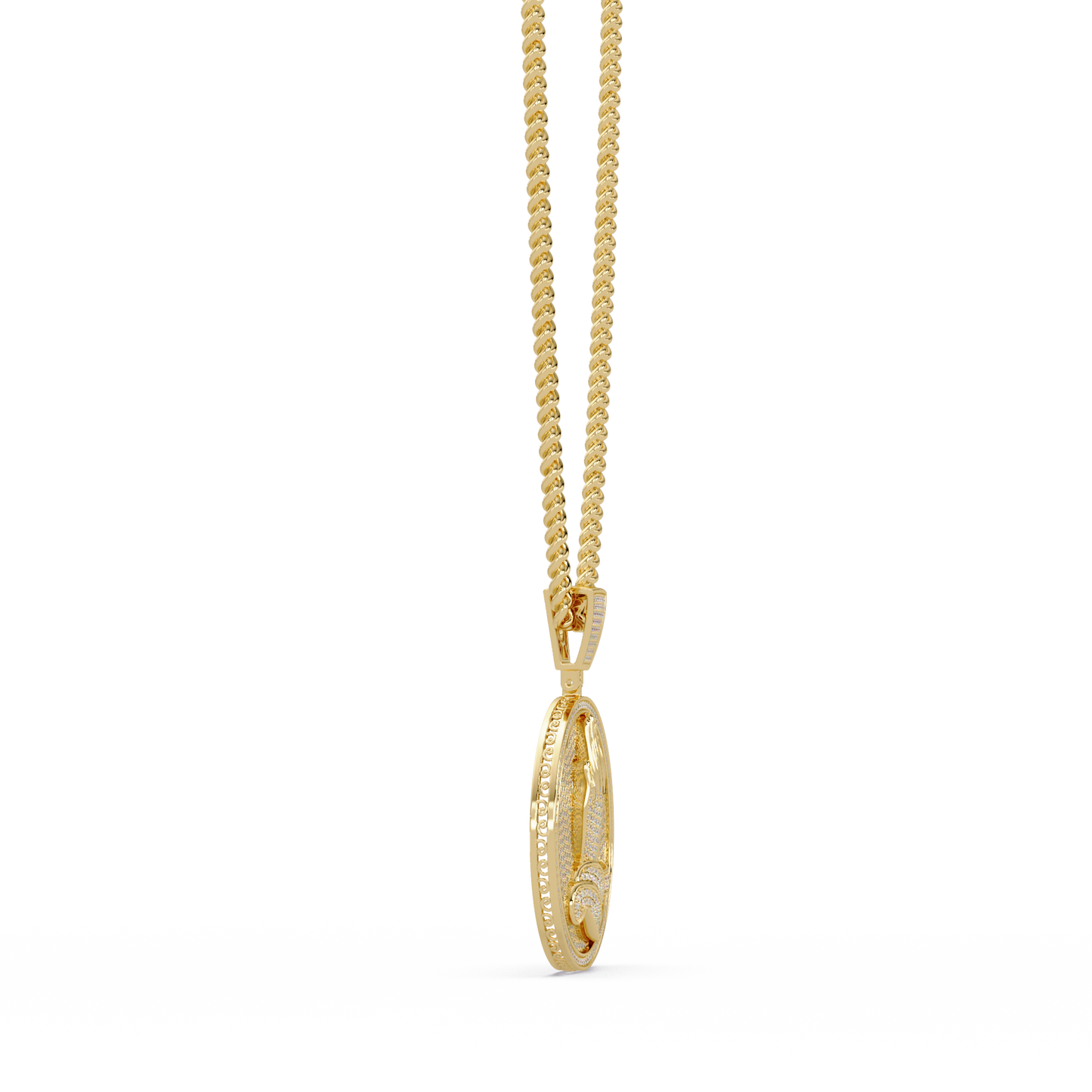 Praying Hands Lab Grown Diamond Medallion Pendant Necklace - HIGHCARAT DIAMONDS
