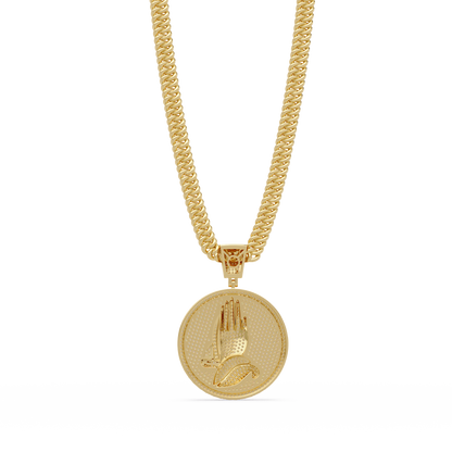 Praying Hands Lab Grown Diamond Medallion Pendant Necklace - HIGHCARAT DIAMONDS