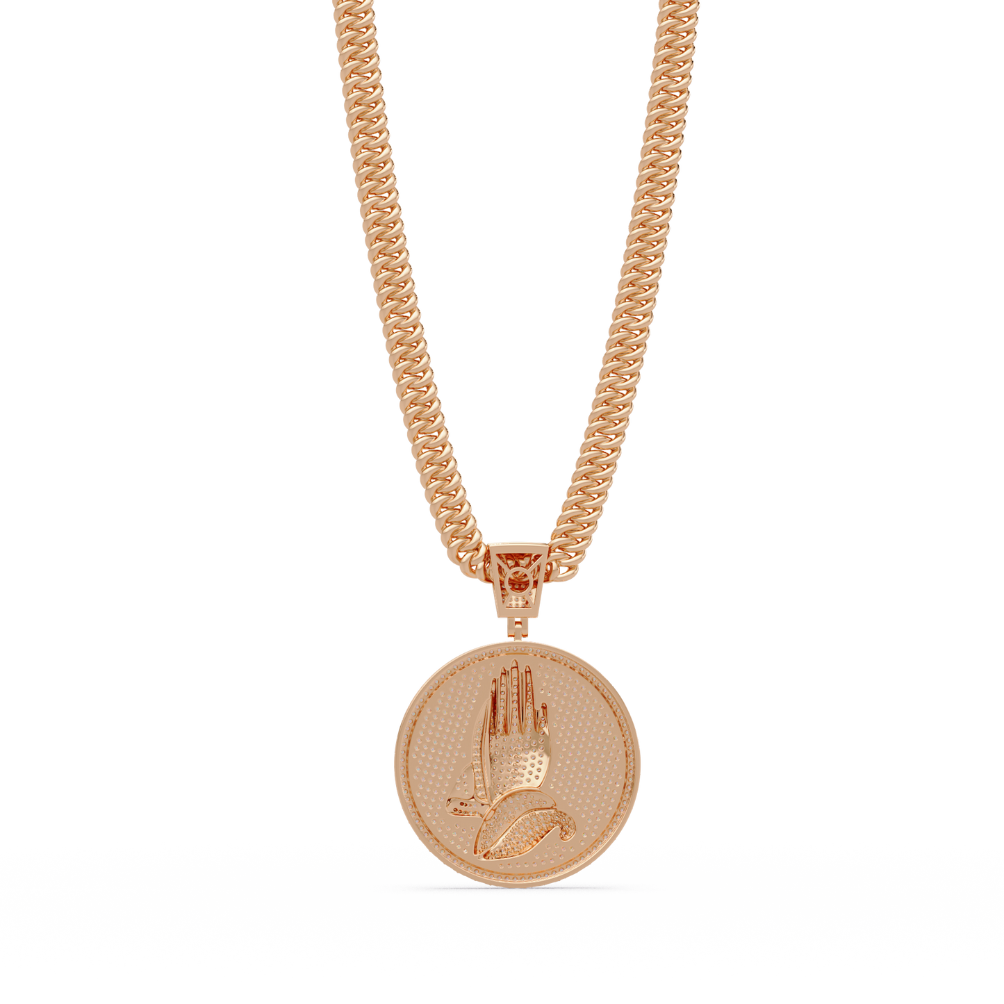 Praying Hands Lab Grown Diamond Medallion Pendant Necklace - HIGHCARAT DIAMONDS