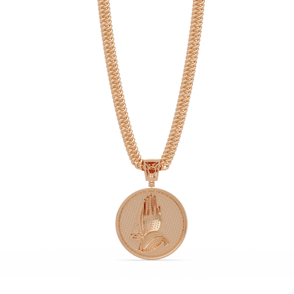Praying Hands Lab Grown Diamond Medallion Pendant Necklace - HIGHCARAT DIAMONDS