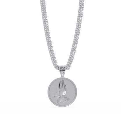 Praying Hands Lab Grown Diamond Medallion Pendant Necklace - HIGHCARAT DIAMONDS