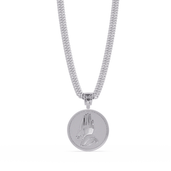 Praying Hands Lab Grown Diamond Medallion Pendant Necklace - HIGHCARAT DIAMONDS