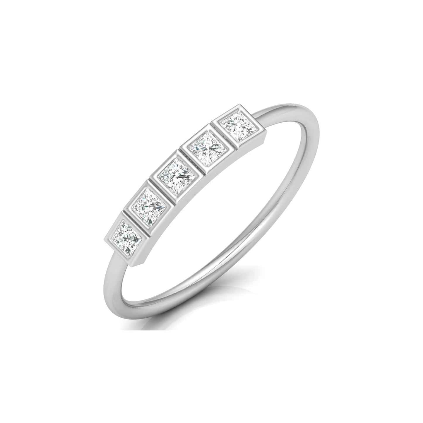 Princess Cut 5 Stone Diamond Wedding Ring Budget Friendly Band Ring In Natural Or Labgerown