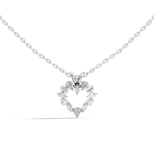 Princess Cut Diamond Necklace Pendant In 14K Solid Gold Anniversary Gift