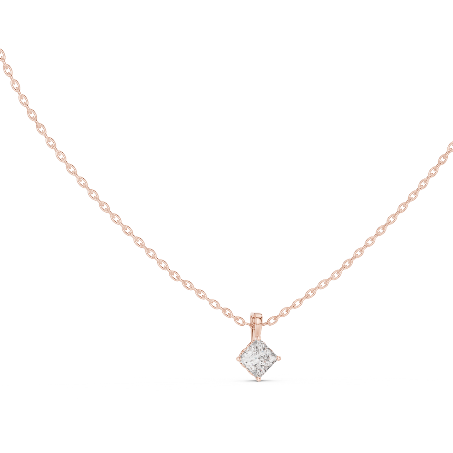 Elegant Princess Cut Labgrown Diamond Solitaire Pendant For Her In 18K Solid rose Gold - HIGHCARAT DIAMONDS