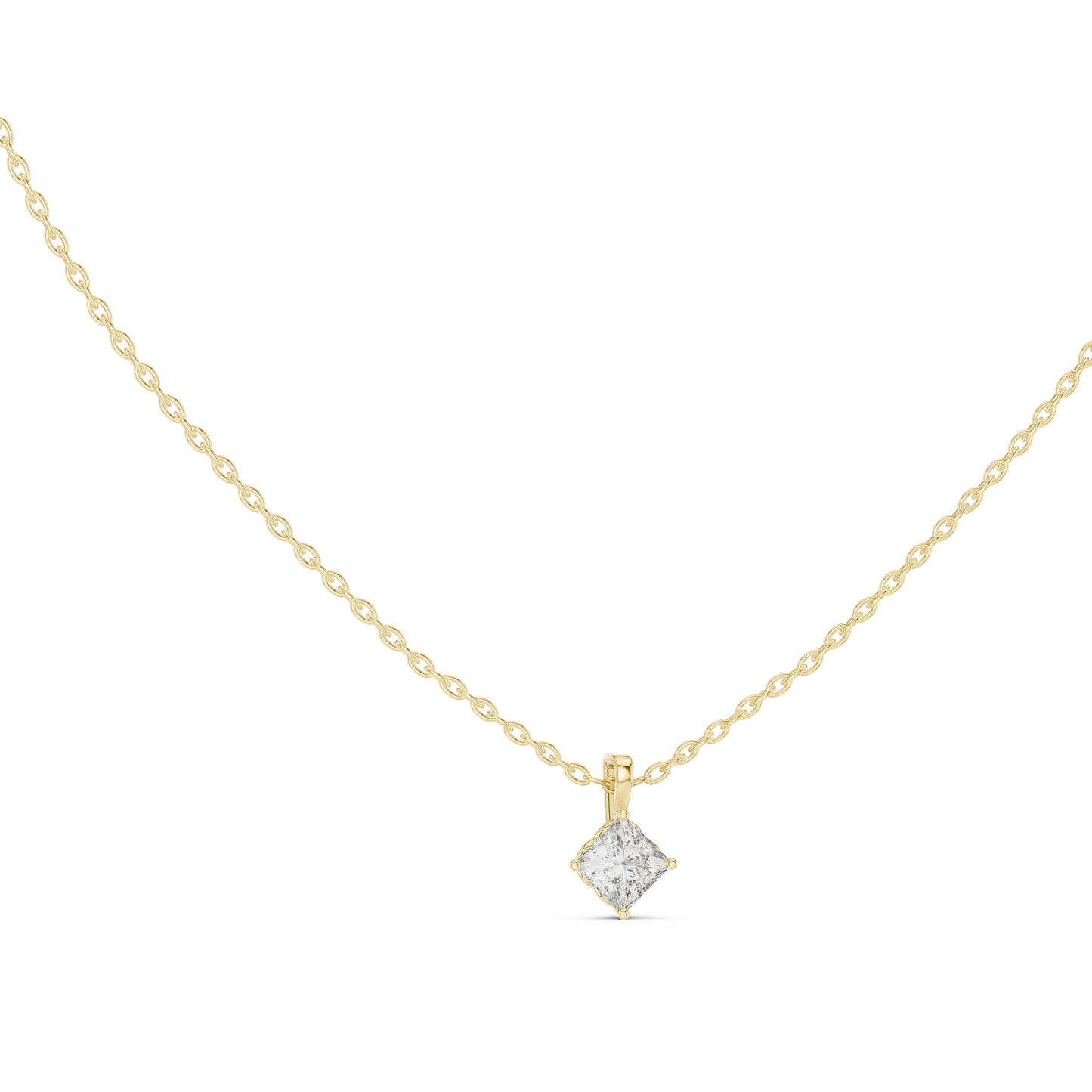 Elegant Princess Cut Labgrown Diamond Solitaire Pendant For Her In 18K Solid rose Gold - HIGHCARAT DIAMONDS