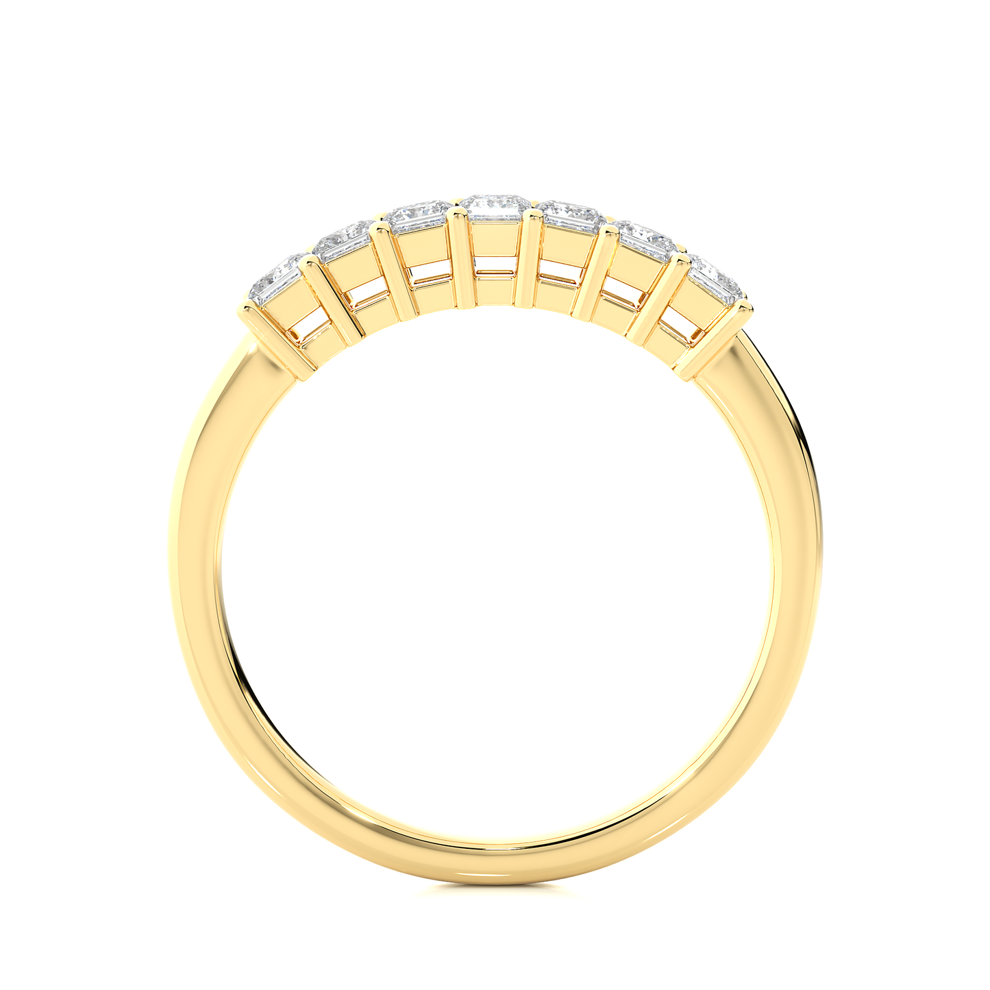 Princess Cut Half Eternity Band In 14K Solid Gold In Lab grown And Natural Diamonds - HIGHCARAT DIAMONDS