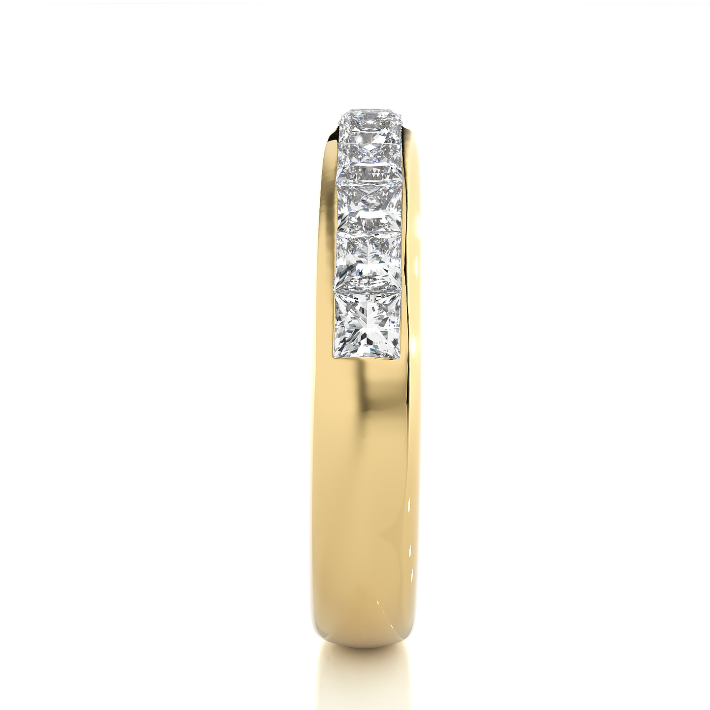 Princess Cut Half Eternity Band In 18K Solid Gold Elegant And Timeless Ring For Her - HIGHCARAT DIAMONDS