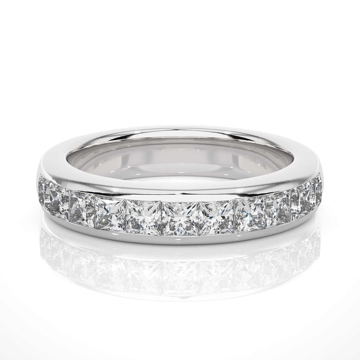 Princess Cut Half Eternity Band In 18K Solid Gold Elegant And Timeless Ring For Her - HIGHCARAT DIAMONDS