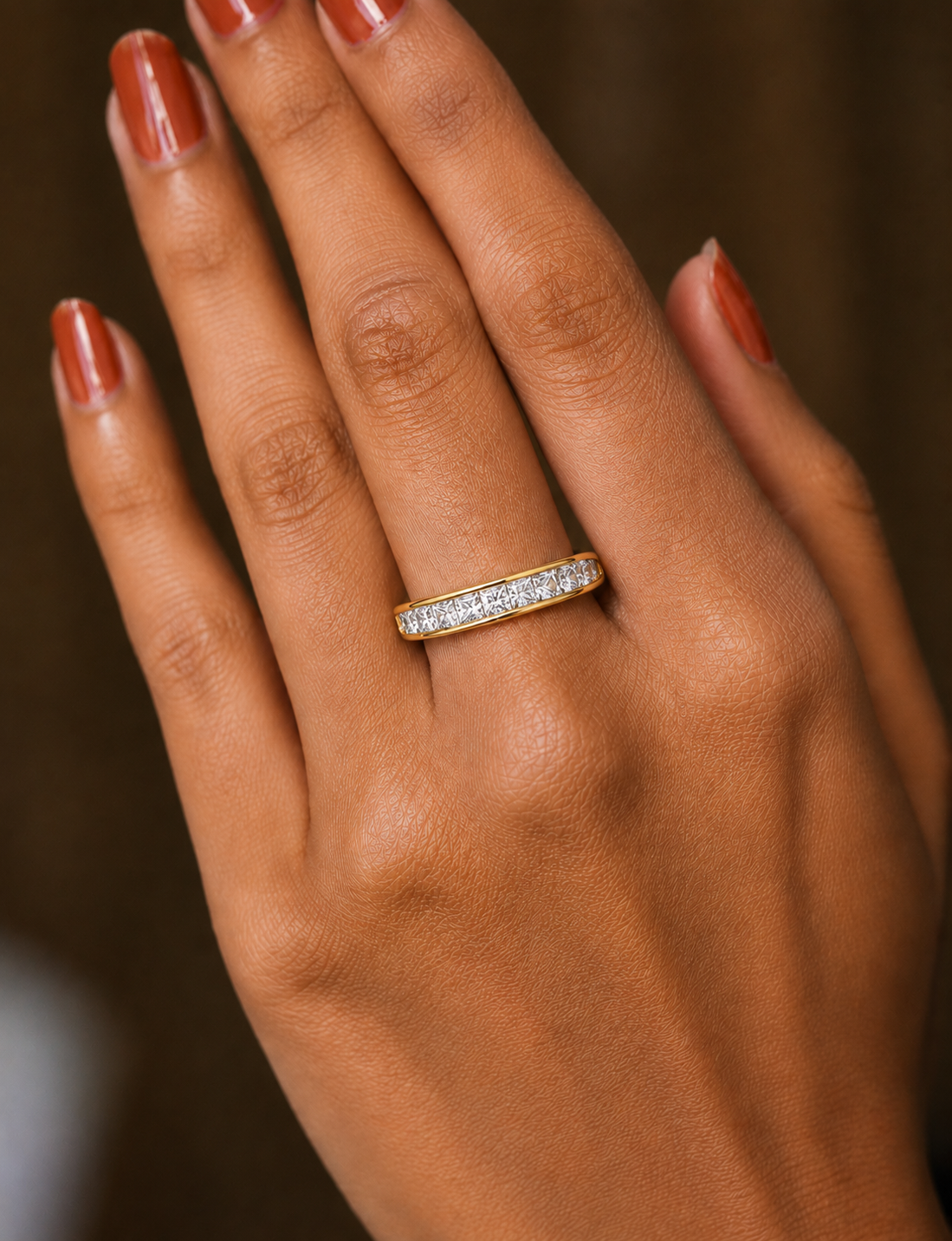 Princess Cut Half Eternity Band In 18K Solid Gold Elegant And Timeless Ring For Her - HIGHCARAT DIAMONDS